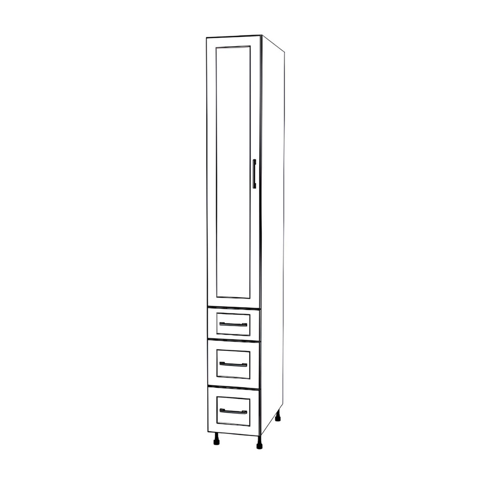 12" Wide Tall Pantry Cabinet - With Drawers - Thermofoil Doors