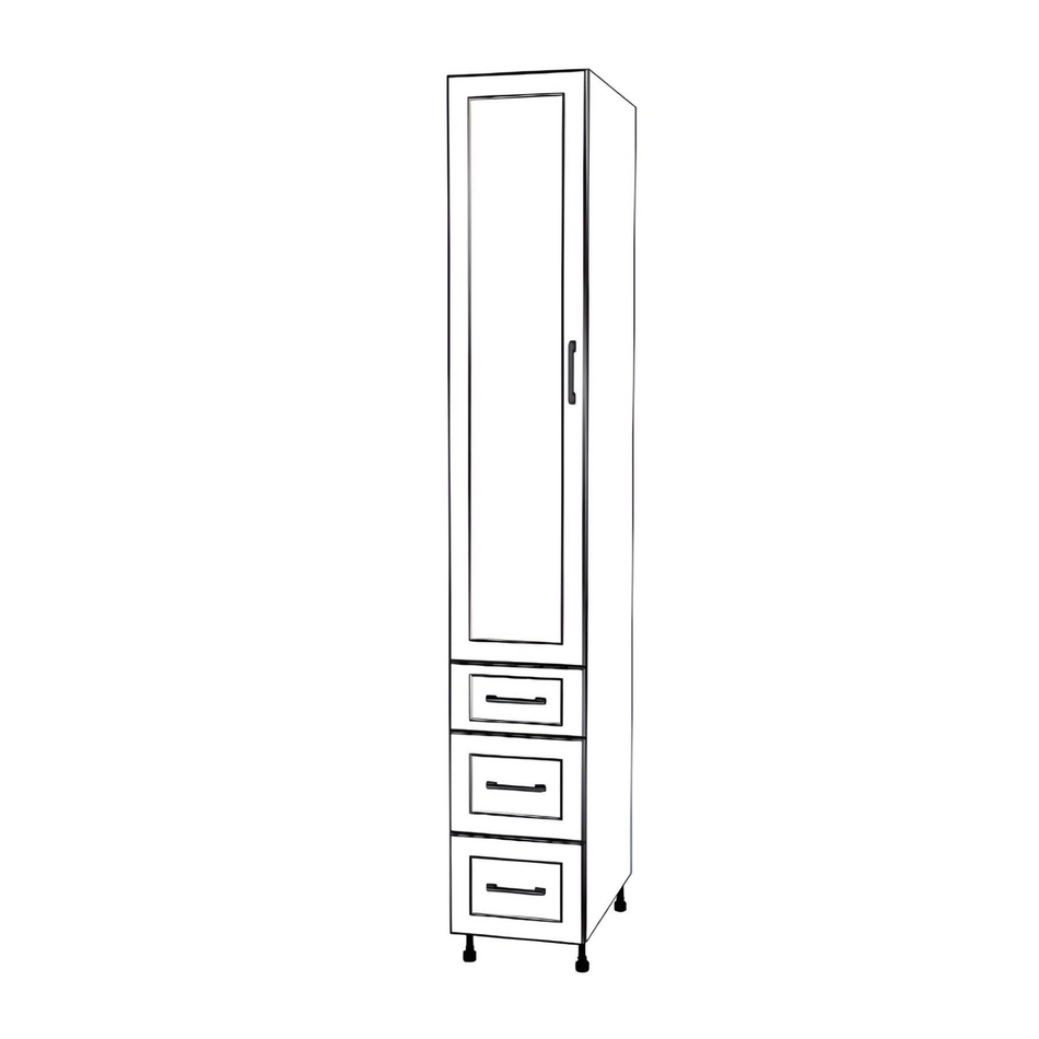 14" Wide Tall Pantry Cabinet - With Drawers - Thermofoil Doors