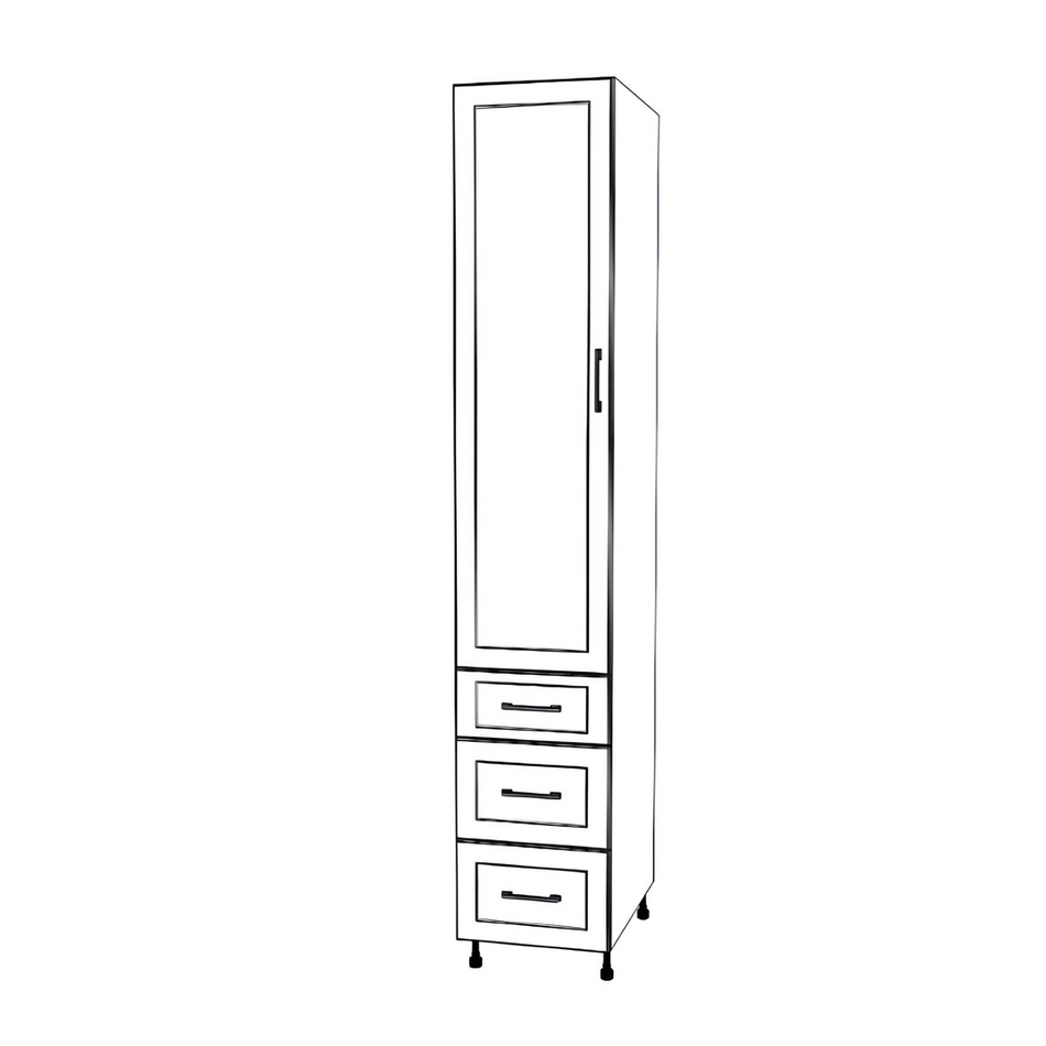 17" Wide Tall Pantry Cabinet - With Drawers - Thermofoil Doors