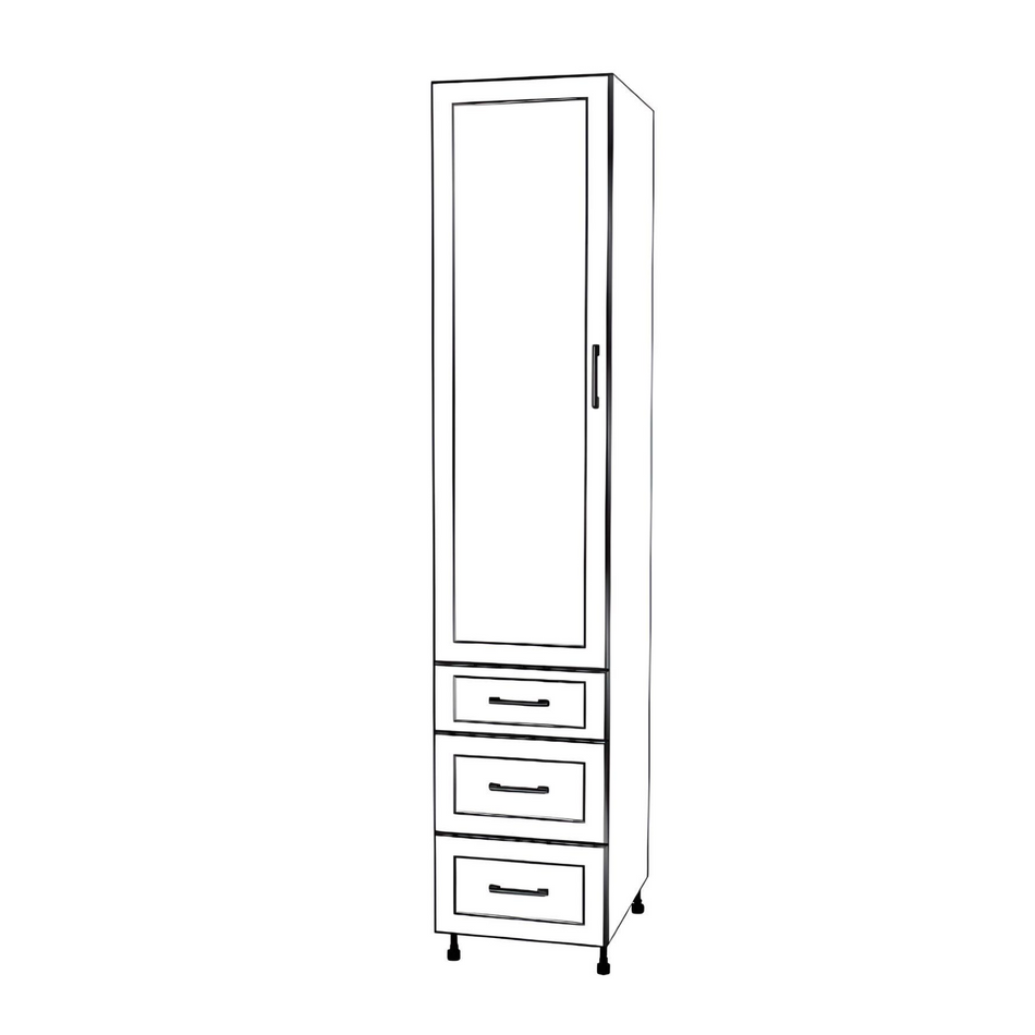 18" Wide Tall Pantry Cabinet - With Drawers - Thermofoil Doors