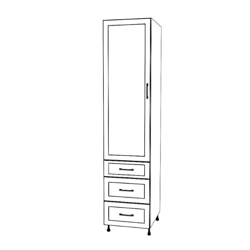 20" Wide Tall Pantry Cabinet - With Drawers - Thermofoil Doors