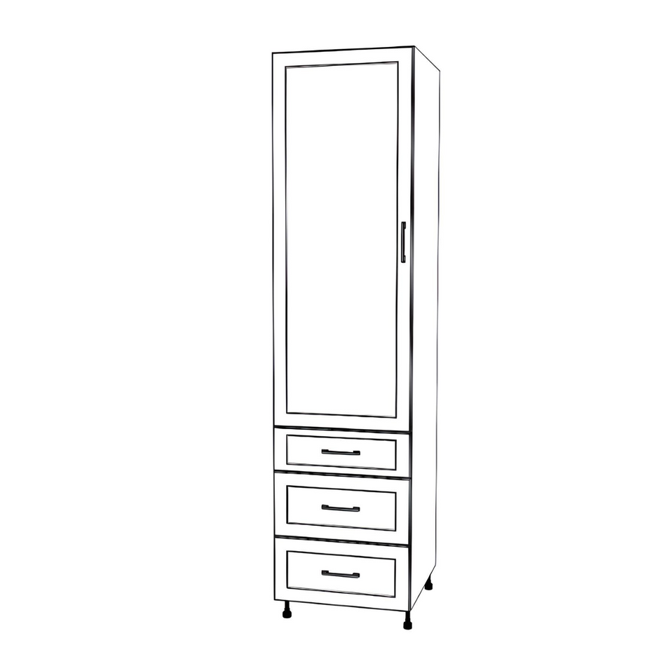 23" Wide Tall Pantry Cabinet - With Drawers - Thermofoil Doors