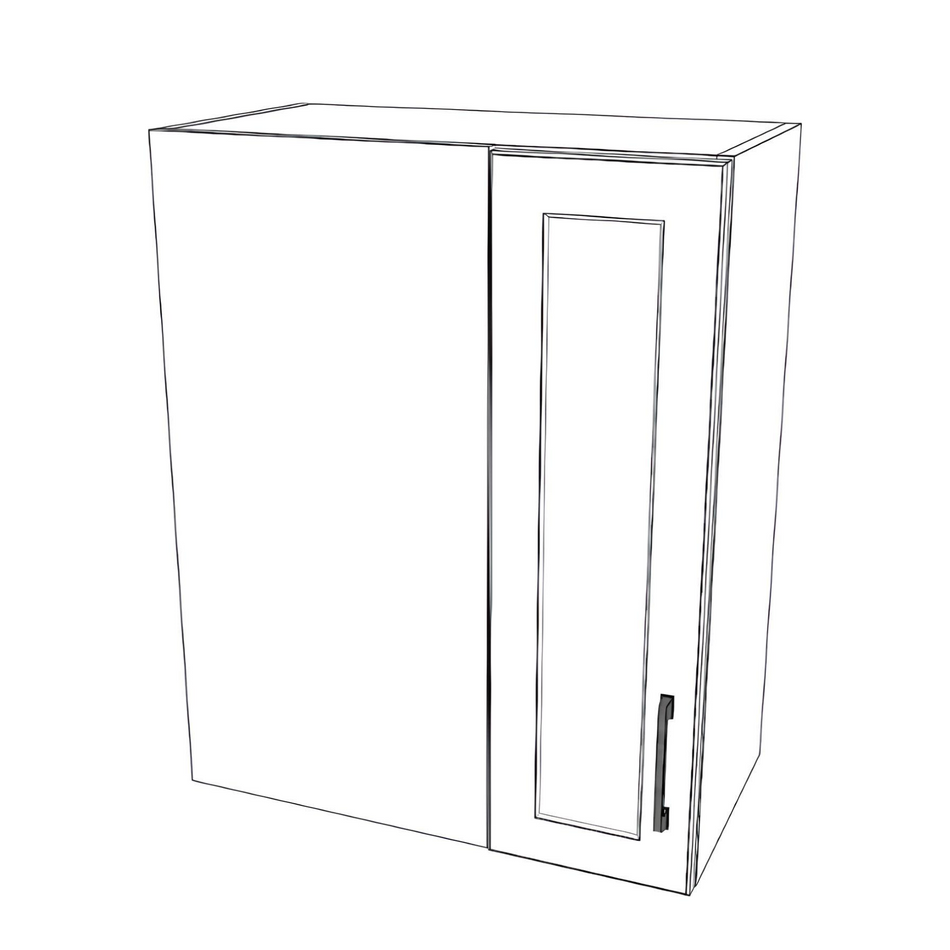 24" Wide 30" High Blind Corner Wall Cabinet - Door on Right Side - Thermofoil Doors