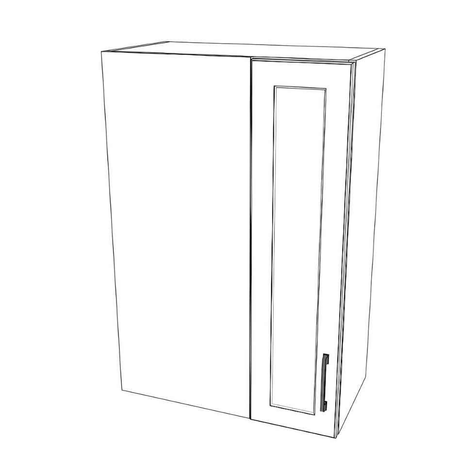 24" Wide 36" High Blind Corner Wall Cabinet - Door on Right Side - Thermofoil Doors