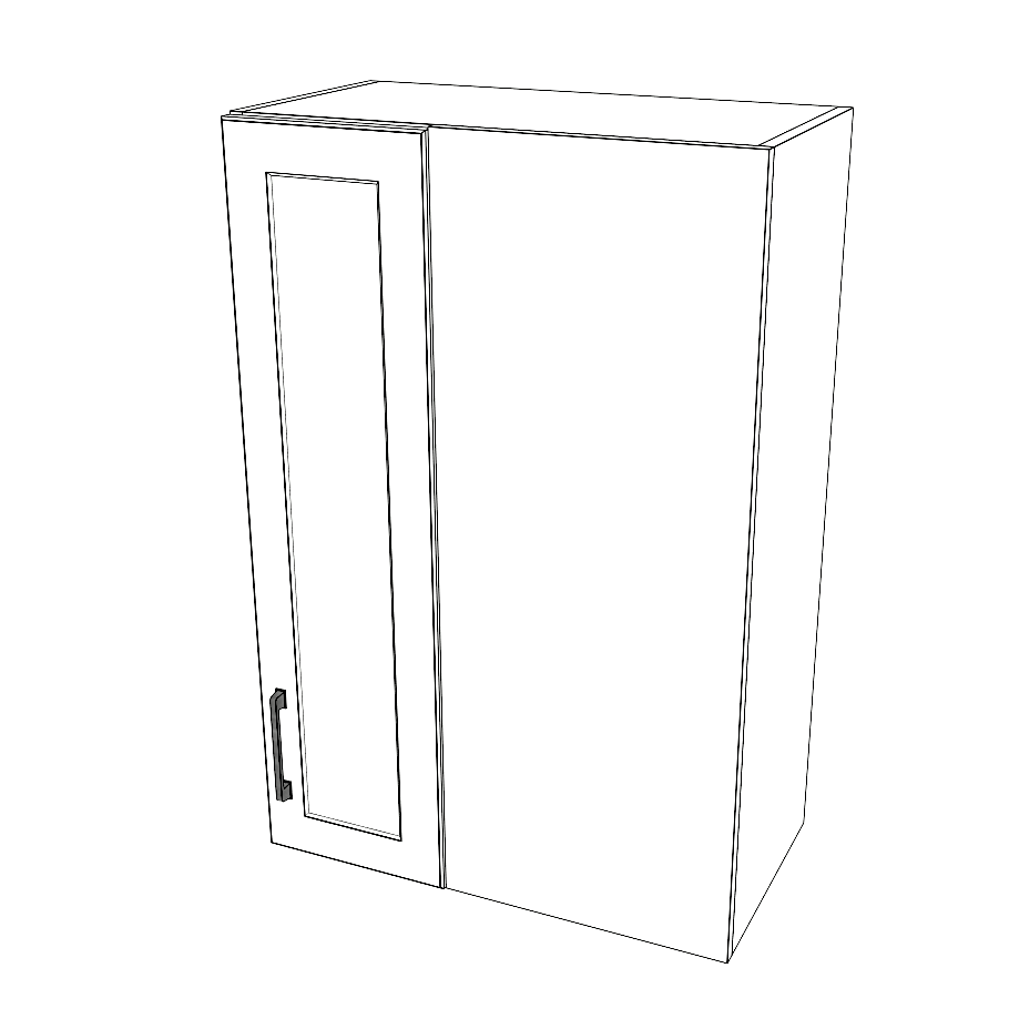 24" Wide 36" High Blind Corner Wall Cabinet - Door on Left Side - Thermofoil Doors