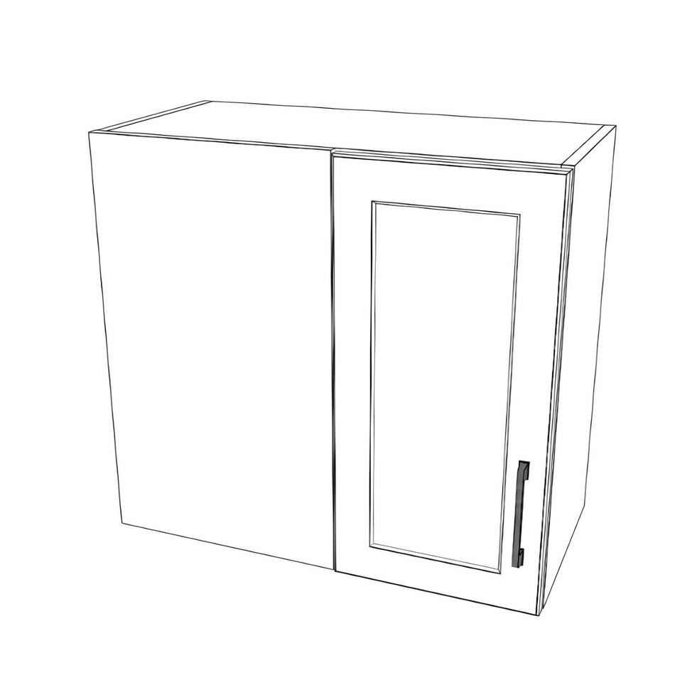 26" Wide 24" High Blind Corner Wall Cabinet - Door on Right Side - Thermofoil Doors