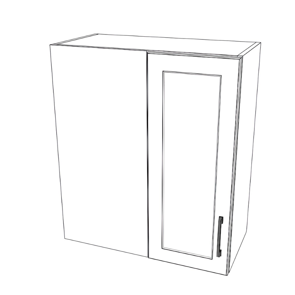 26" Wide 30" High Blind Corner Wall Cabinet - Door on Right Side - Thermofoil Doors