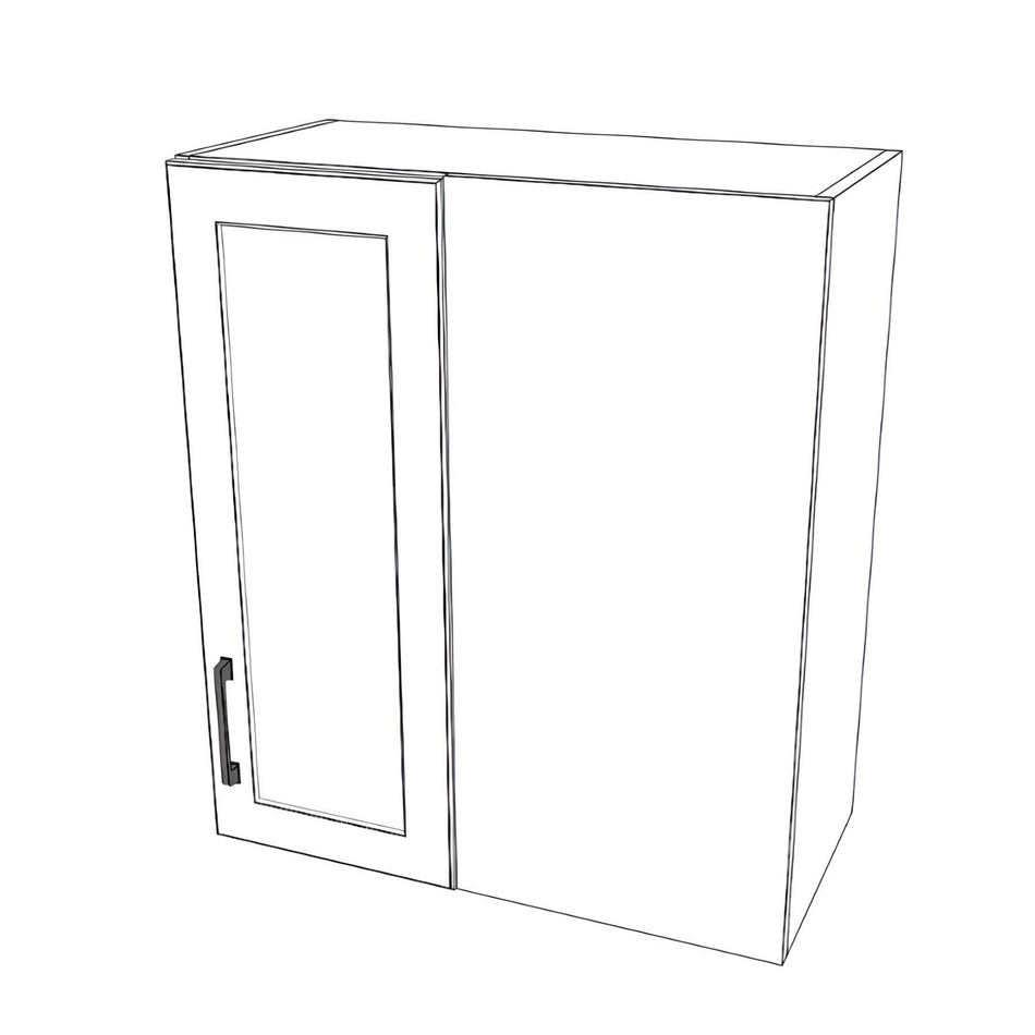 26" Wide 30" High Blind Corner Wall Cabinet - Door on Left Side - Thermofoil Doors