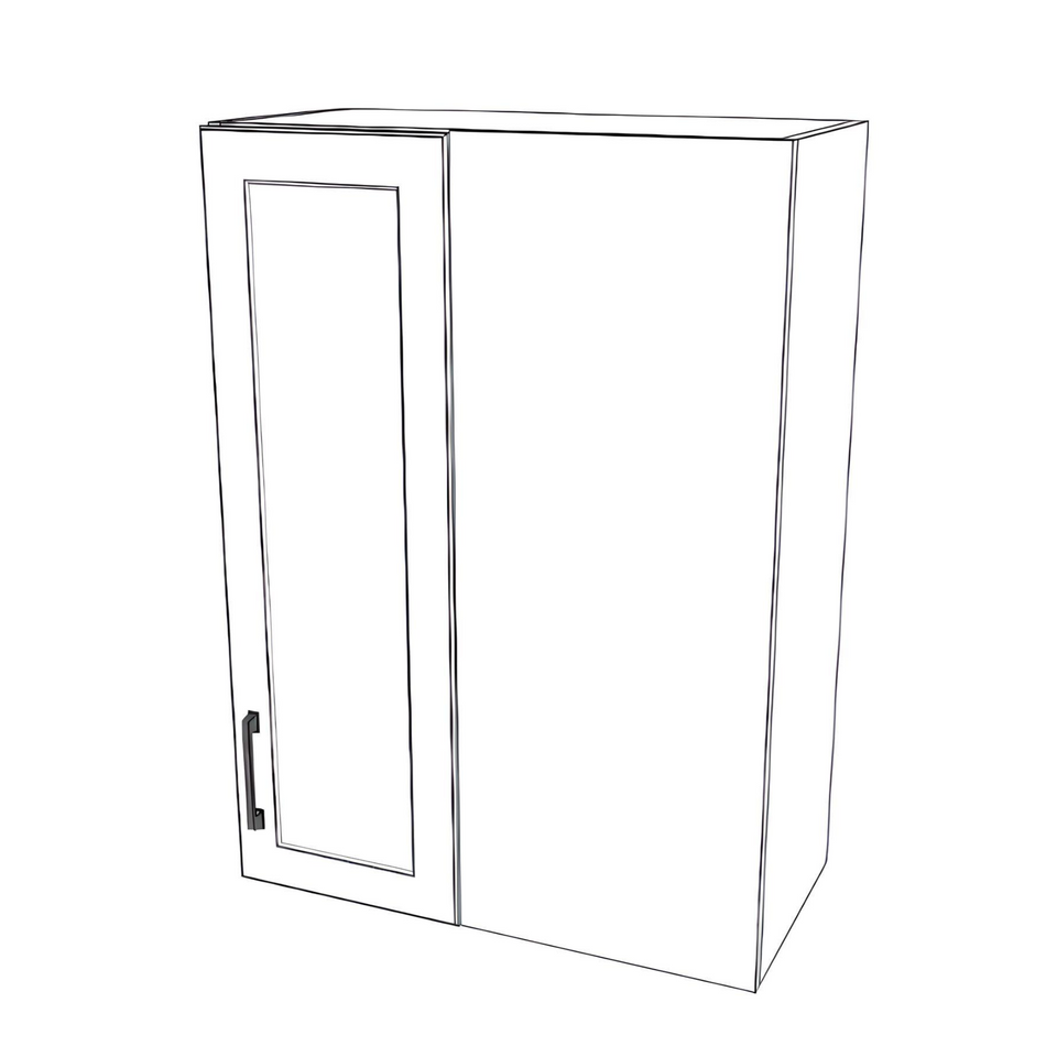 26" Wide 36" High Blind Corner Wall Cabinet - Door on Left Side - Thermofoil Doors