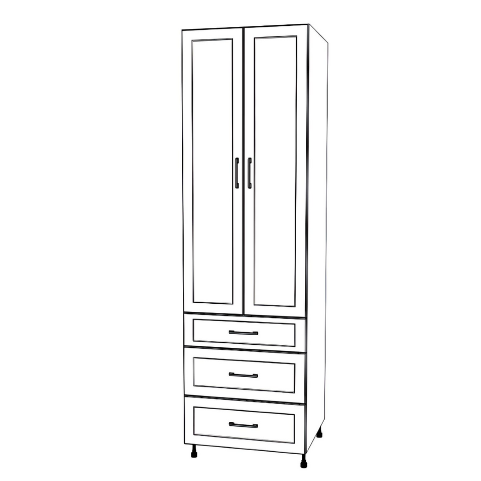 27" Wide Tall Pantry Cabinet - With Drawers - Thermofoil Doors