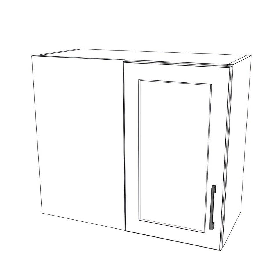 28" Wide 24" High Blind Corner Wall Cabinet - Door on Right Side - Thermofoil Doors