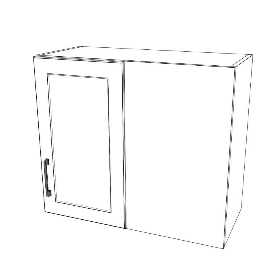 28" Wide 24" High Blind Corner Wall Cabinet - Door on Left Side - Thermofoil Doors