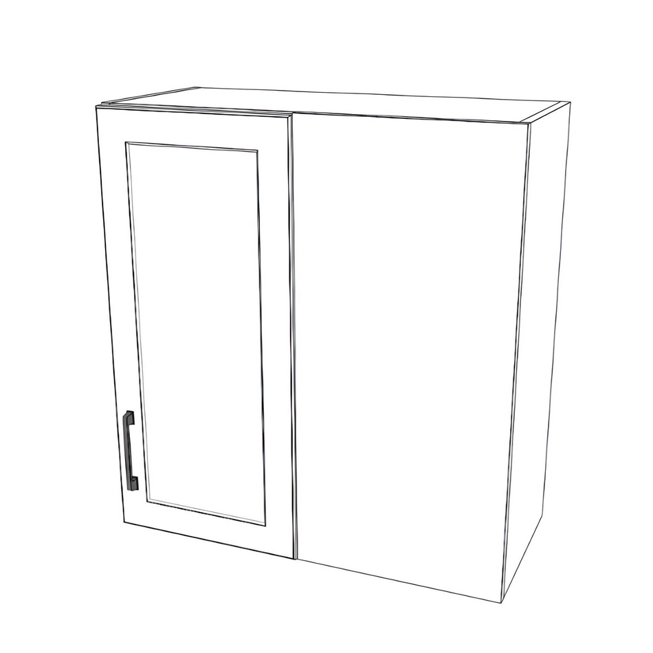 28" Wide 30" High Blind Corner Wall Cabinet - Door on Left Side - Thermofoil Doors