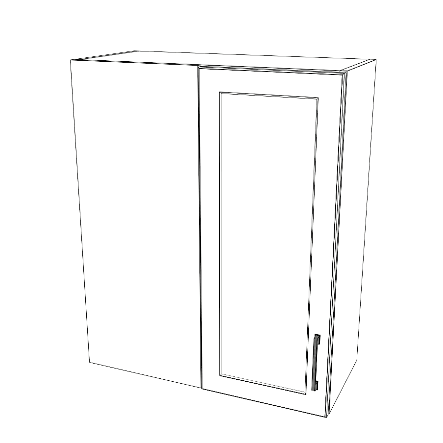 28" Wide 34" High Blind Corner Wall Cabinet - Door on Right Side - Thermofoil Doors