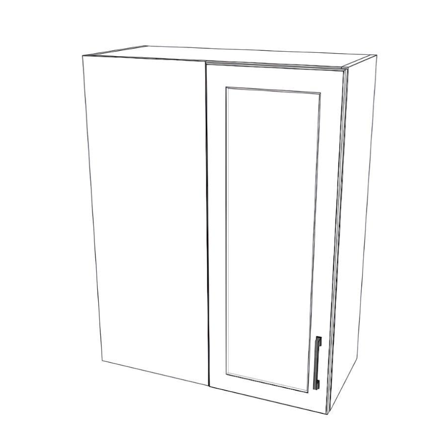 28" Wide 36" High Blind Corner Wall Cabinet - Door on Right Side - Thermofoil Doors