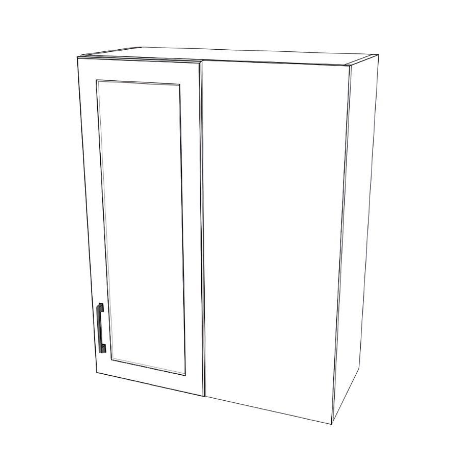 28" Wide 36" High Blind Corner Wall Cabinet - Door on Left Side - Thermofoil Doors