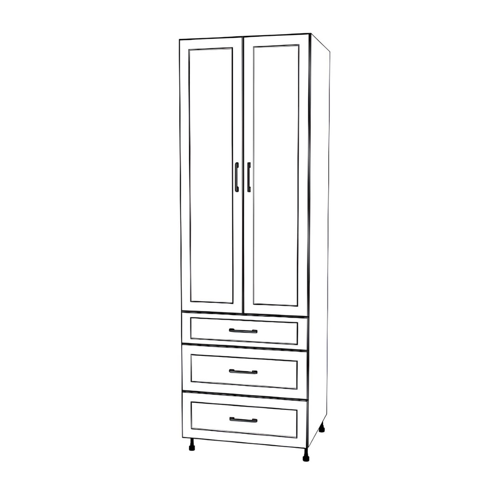 28" Wide Tall Pantry Cabinet - With Drawers - Thermofoil Doors