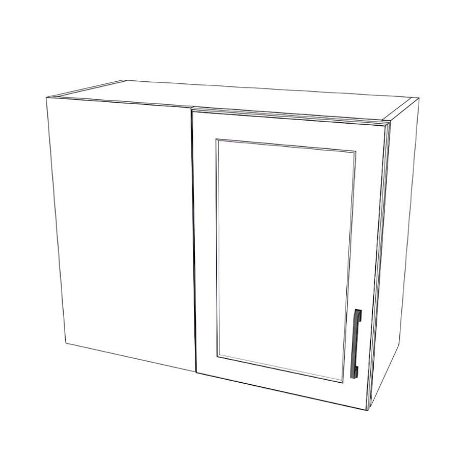 30" Wide 24" High Blind Corner Wall Cabinet - Door on Right Side - Thermofoil Doors