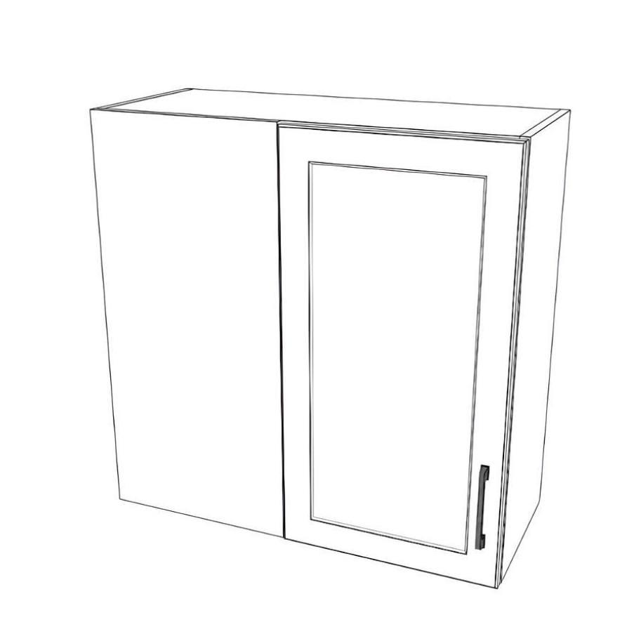 30" Wide 30" High Blind Corner Wall Cabinet - Door on Right Side - Thermofoil Doors