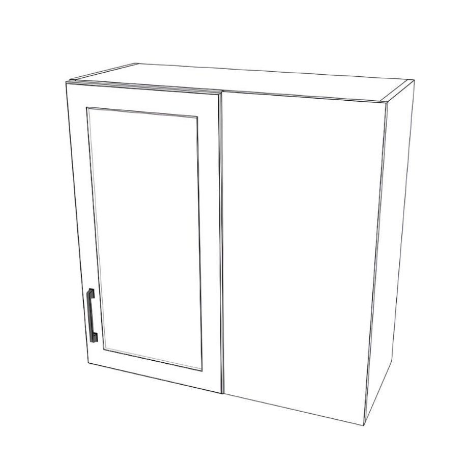 30" Wide 30" High Blind Corner Wall Cabinet - Door on Left Side - Thermofoil Doors