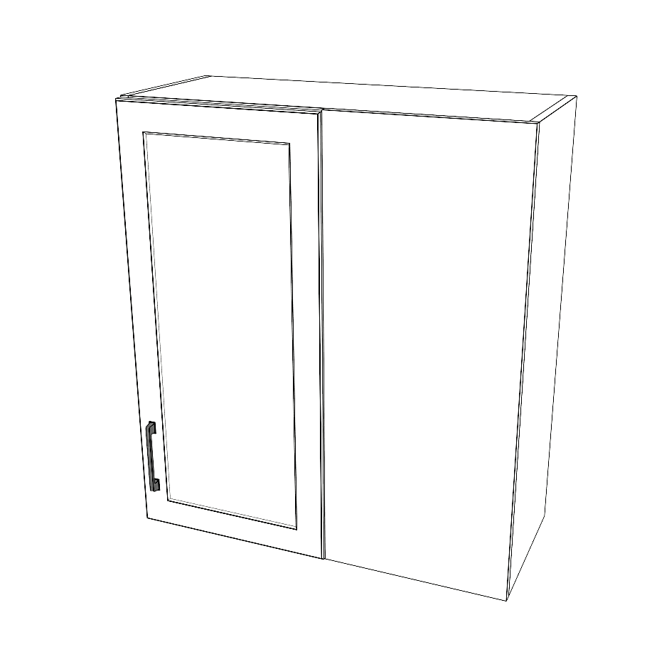 30" Wide 34" High Blind Corner Wall Cabinet - Door on Left Side - Thermofoil Doors