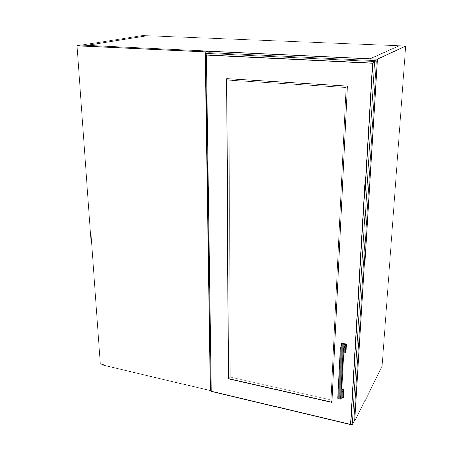 30" Wide 36" High Blind Corner Wall Cabinet - Door on Right Side - Thermofoil Doors