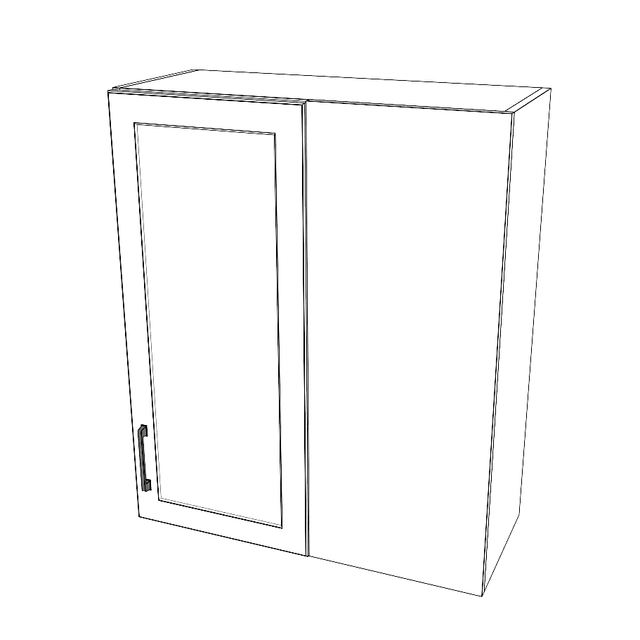 30" Wide 36" High Blind Corner Wall Cabinet - Door on Left Side - Thermofoil Doors