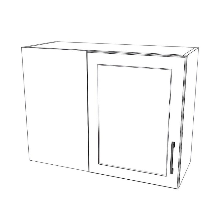 32" Wide 24" High Blind Corner Wall Cabinet - Door on Right Side - Thermofoil Doors