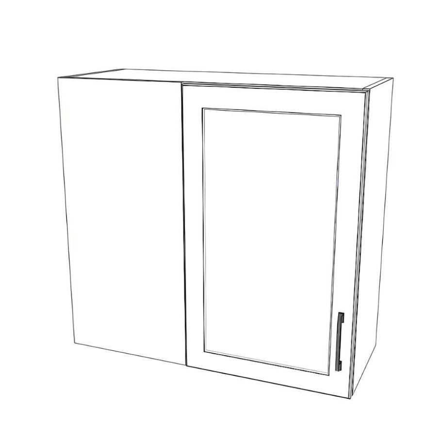 32" Wide 30" High Blind Corner Wall Cabinet - Door on Right Side - Thermofoil Doors