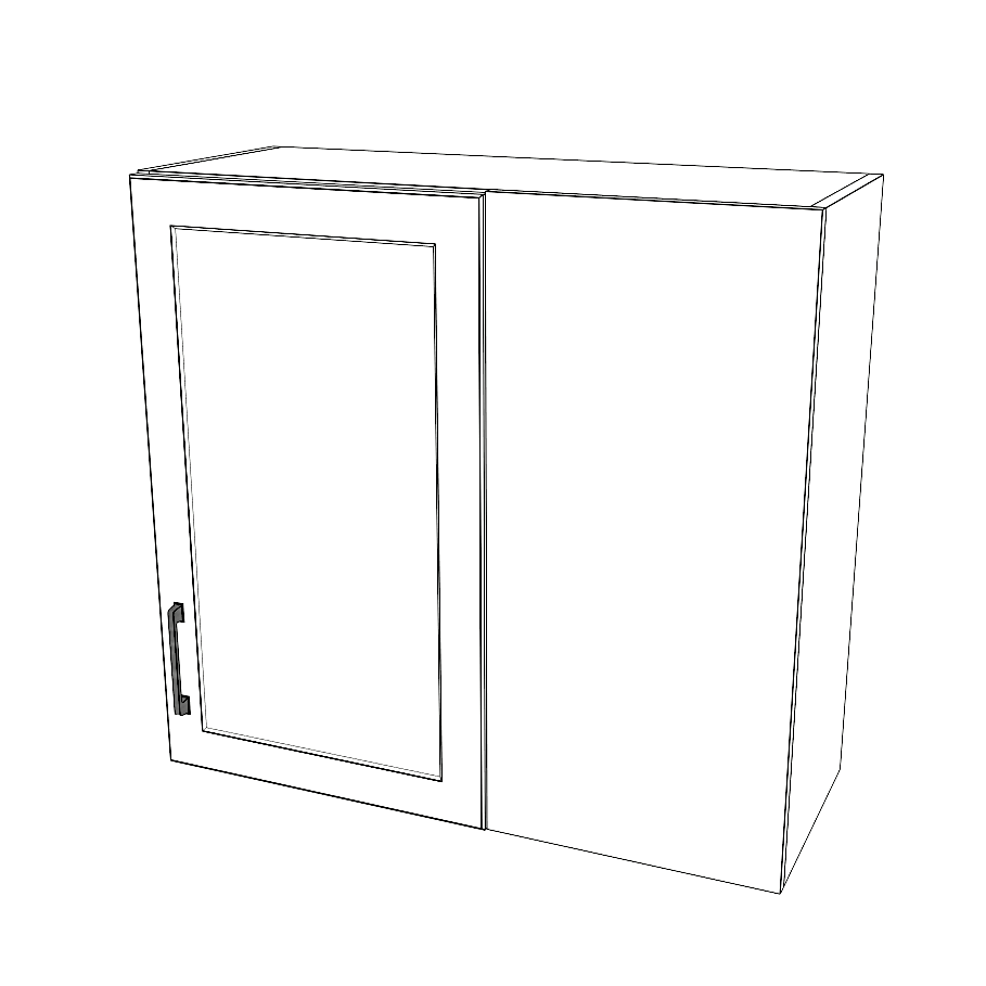 32" Wide 30" High Blind Corner Wall Cabinet - Door on Left Side - Thermofoil Doors