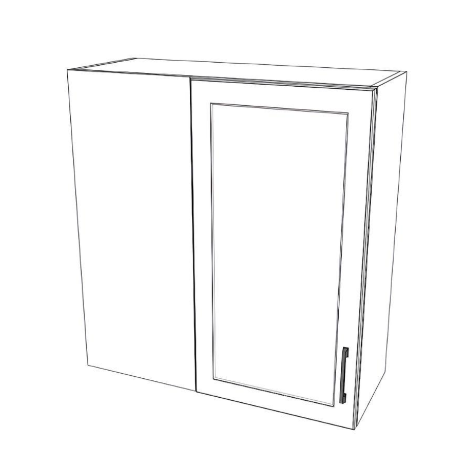 32" Wide 34" High Blind Corner Wall Cabinet - Door on Right  Side - Thermofoil Doors