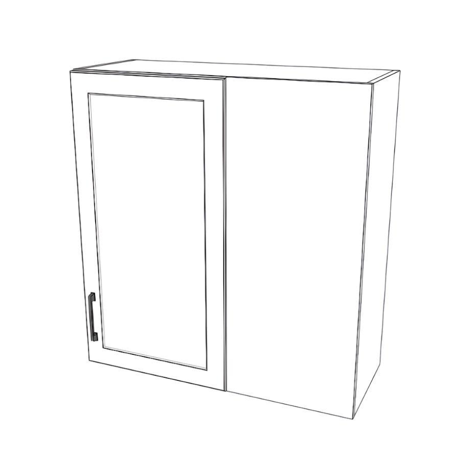 32" Wide 34" High Blind Corner Wall Cabinet - Door on Left Side - Thermofoil Doors