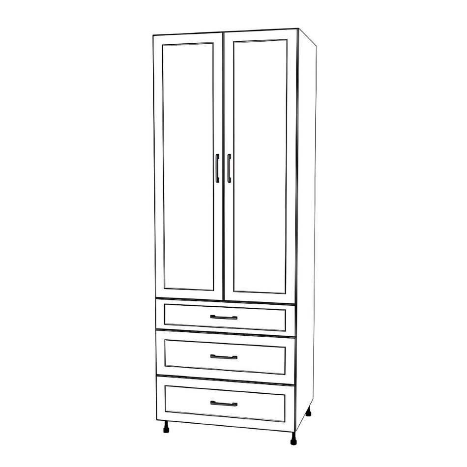 32" Wide Tall Pantry Cabinet - With Drawers - Thermofoil Doors