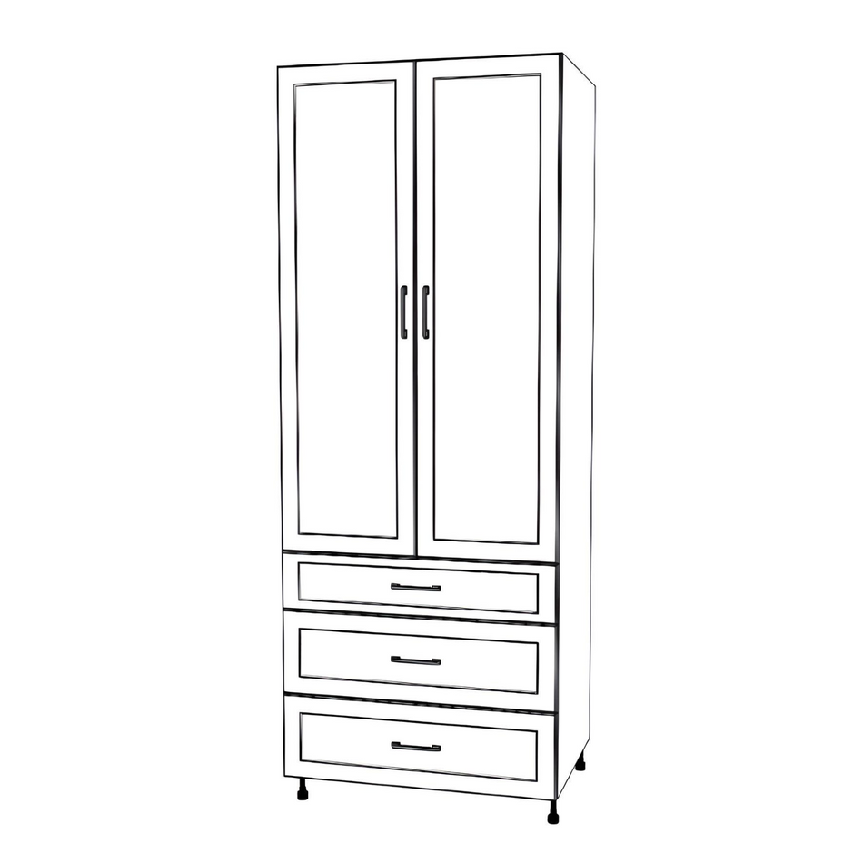 34" Wide Tall Pantry Cabinet - With Drawers - Thermofoil Doors